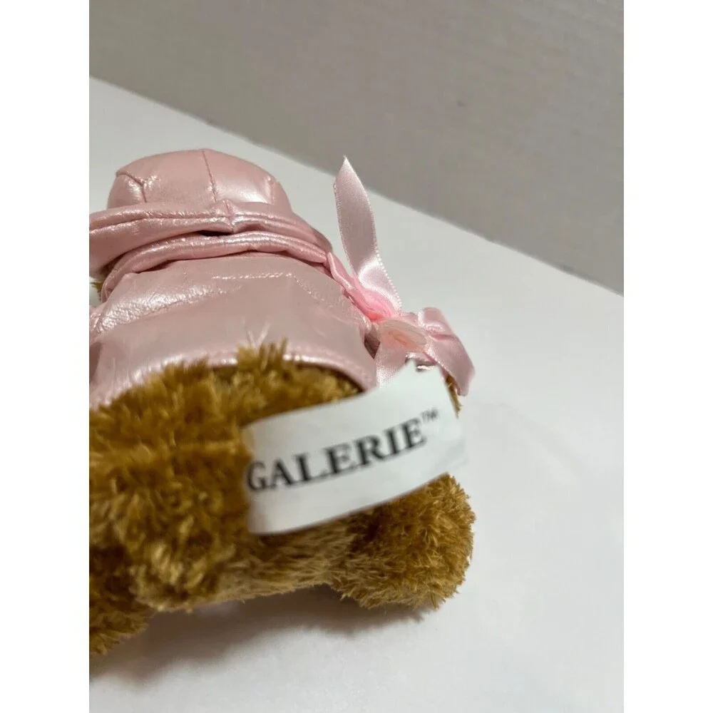 Galerie Teddy Bear Leather Looking Jacket Stuffed Animal Plush Flower Buttons